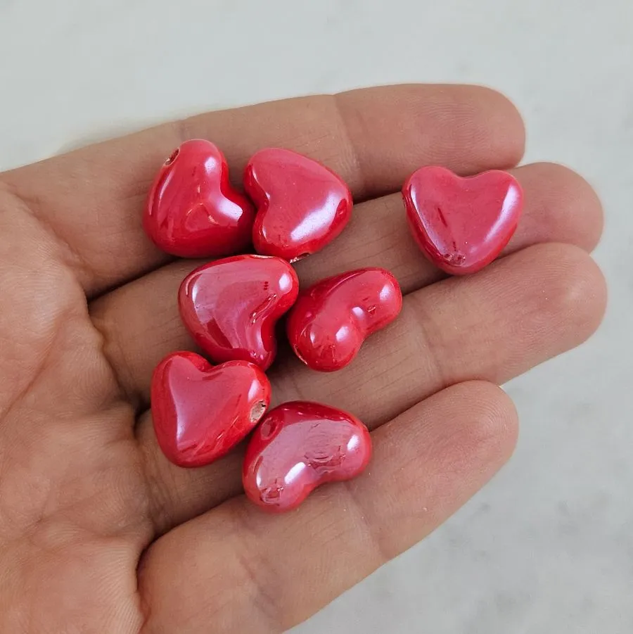 1 шт. Бусина Сердце ок. 14.8х13х7 мм красный, керамика (10276-14-К) купить с доставкой по России | Интернет-магазин Viva Beads