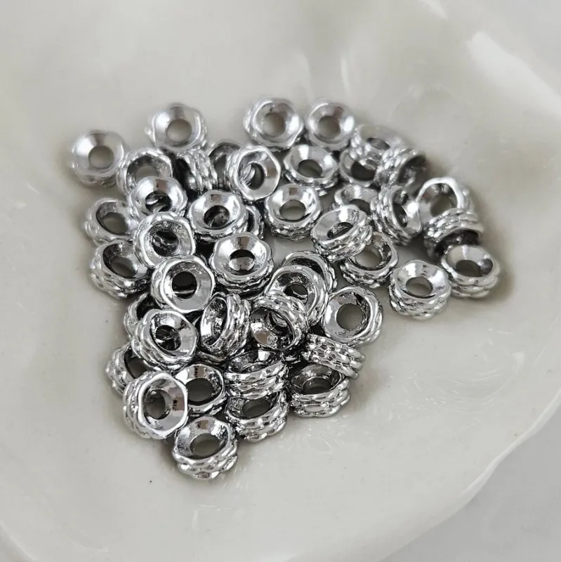 1 шт. Бусина разделитель 5.7х2.4 мм текстурированная, родиевое покрытие (10106-Р) купить с доставкой по России | Интернет-магазин Viva Beads