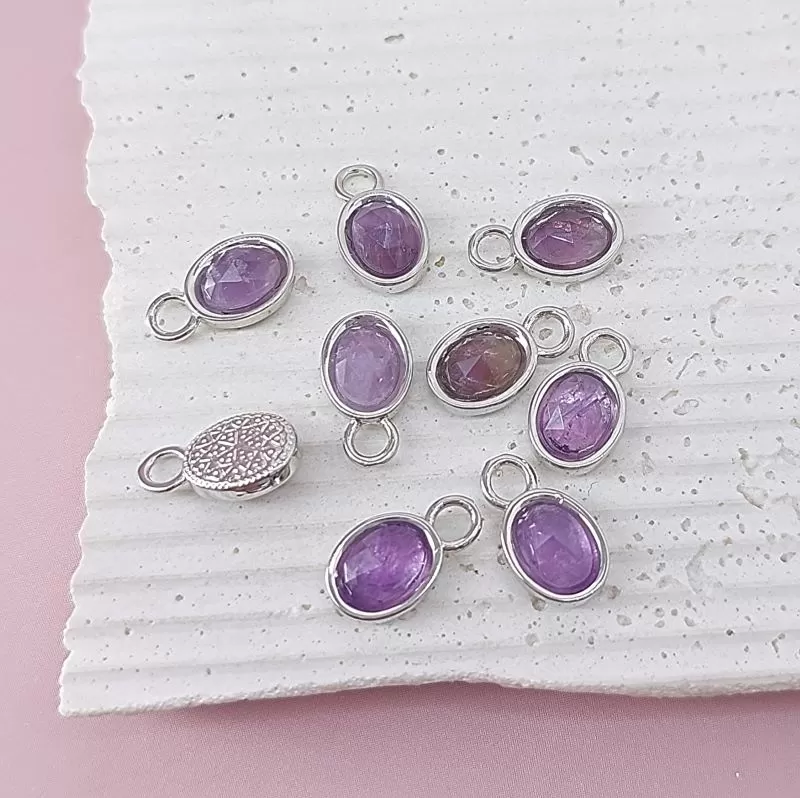 Подвеска с аметистом 13.6х7.9 мм родиевое покр. (7813-АМ) Подвеска с аметистом 13.6х7.9 мм родиевое покр. (7813-АМ)