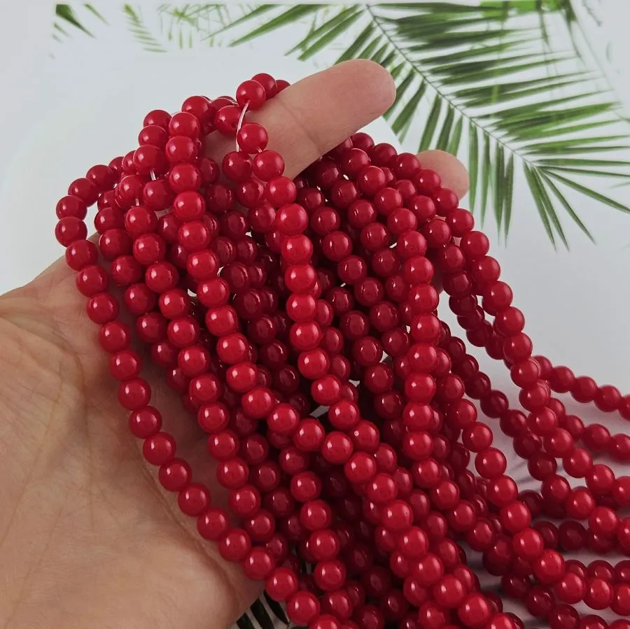 Нить 38 см Бусины стеклянные 6.2 мм, гладкие круглые, красный (9944-6) купить в Воронеже  | Заказать в интернет-магазине Viva Beads
