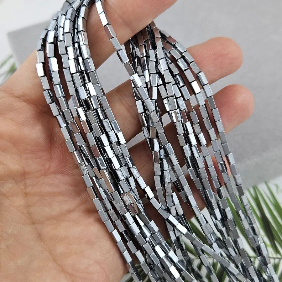 Нить 39 см Гематит /гематин / 2х4 мм прямоугольная бусина цвет платина (6996/4х2-П) купить в Воронеже | Заказать в интернет-магазине Viva Beads
