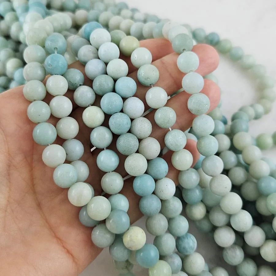 Нить 18.5 см Амазонит натуральный ок. 8 мм бусины гладкий шар (10122-8) для бижутерии купить с доставкой по России | Интернет‑магазин Viva Beads
