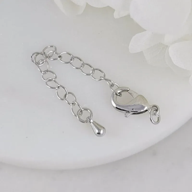 Замок лобстер 12 мм с удлинителем капелька родиевое покрытие (9147-12-Р) замок для украшений купить с доставкой по России | Интернет-магазин Viva Beads