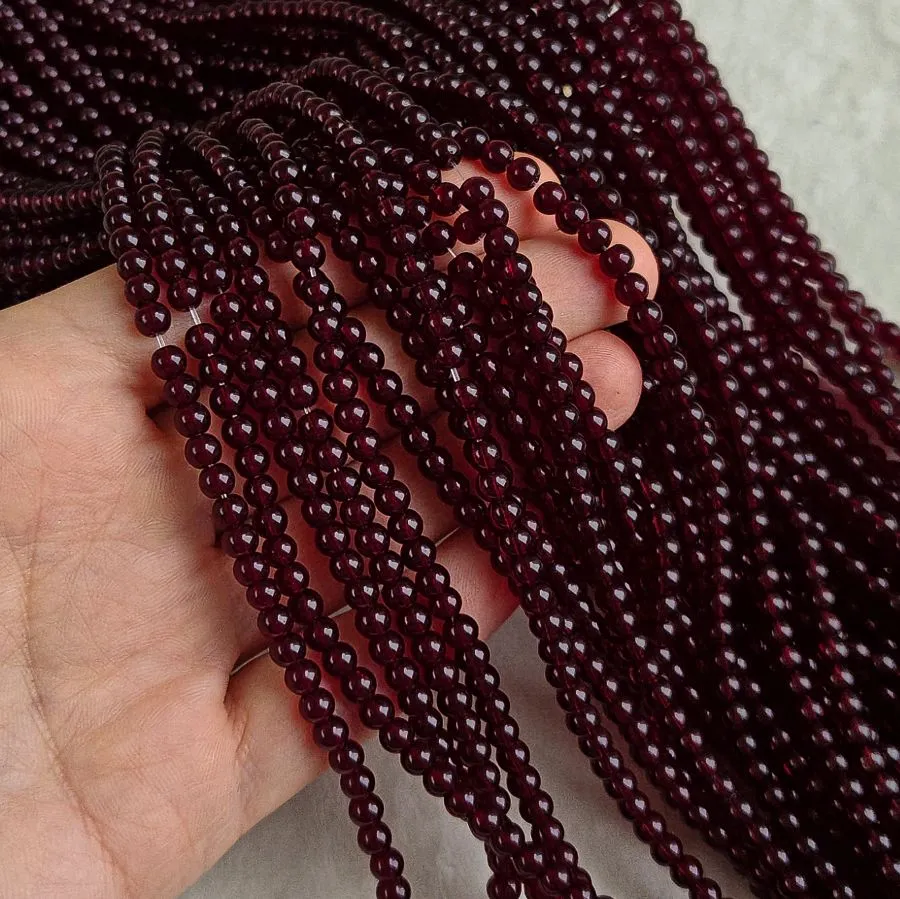 Нить 38 см Бусины стеклянные ок. 4.4 мм, гладкий шар, гранатовый (10257-4) купить с доставкой по России | Интернет-магазин Viva Beads
