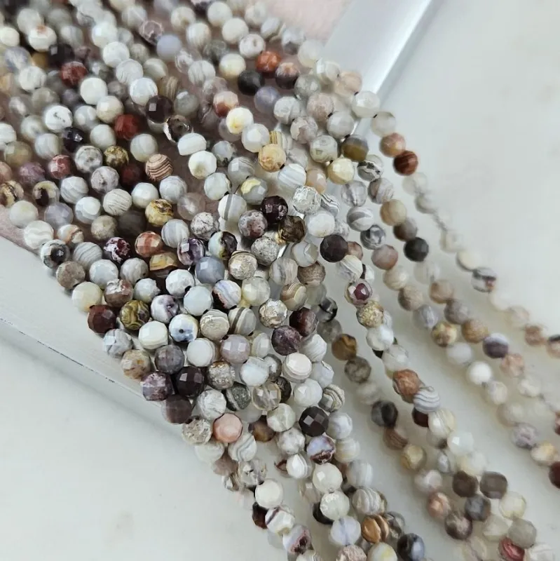 Нить 39 см Агат Ботсвана ок. 3 мм, круглые граненые бусины (7900-3) для бижутерии купить с доставкой по России | Интернет‑магазин Viva Beads
