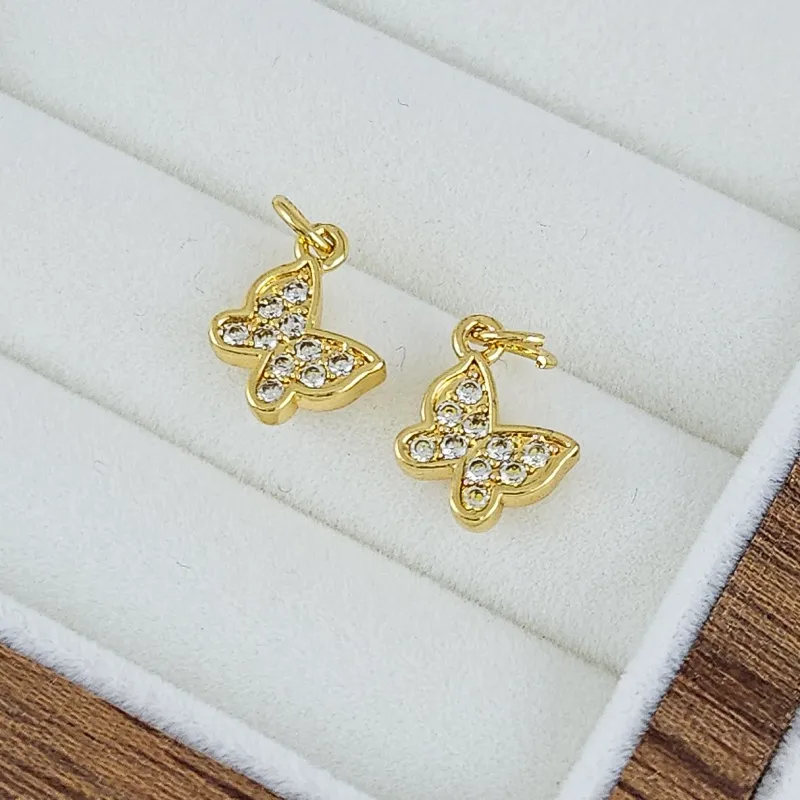 Подвеска Бабочка 12х9.7 мм с фианитами позолота 14К (7507-З) купить с доставкой по России | Интернет-магазин Viva Beads