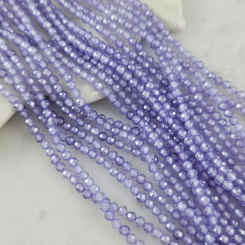 Нить 18 см Фианиты 3 мм круглые граненые бусины, сиреневый (5472-СИР) купить с доставкой по России | Интернет-магазин Viva Beads