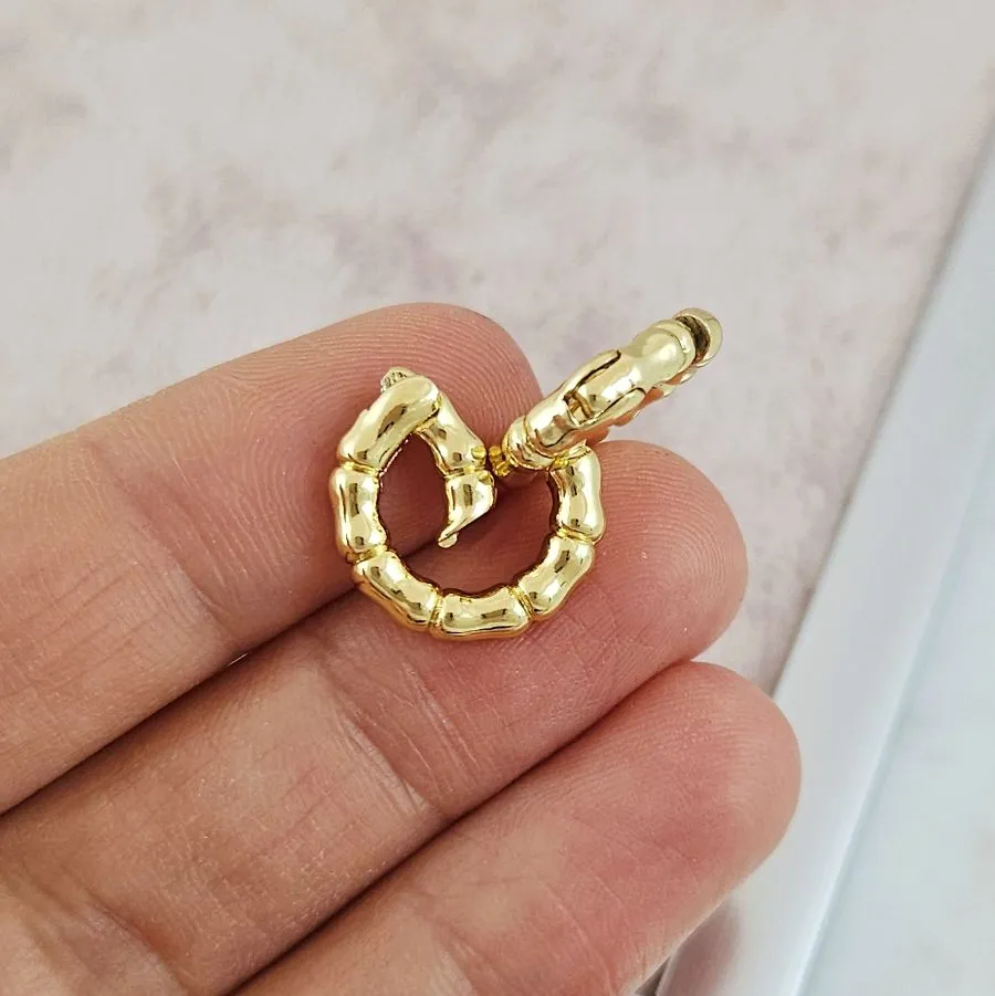 Замок круглый карабин 15x3 мм Бамбук, позолота 14К (10181-15-З) замок для украшений купить с доставкой по России | Интернет-магазин Viva Beads