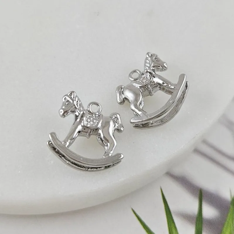 Подвеска Лошадка качалка 13x14 мм, родиевое покрытие (10056-Р) купить с доставкой по России | Интернет-магазин Viva Beads