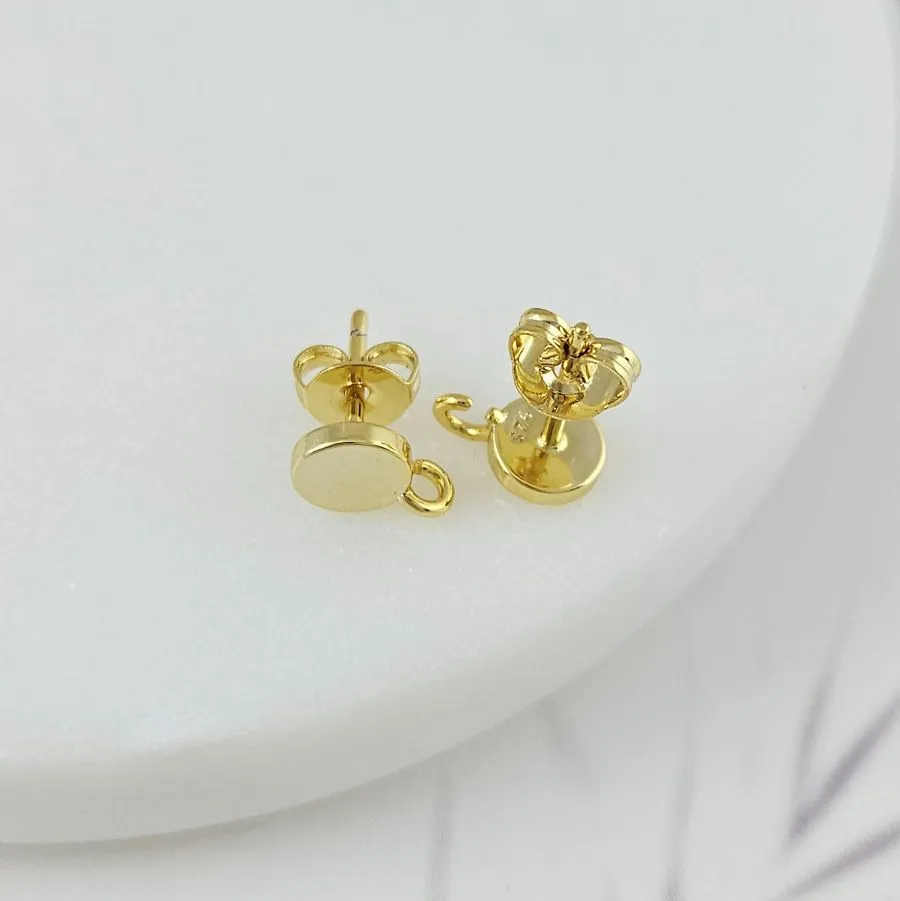 Пуссеты гвоздики круглые 6 мм позолота 14К (10090-З) швензы для серег купить с доставкой по России | Интернет-магазин Viva Beads