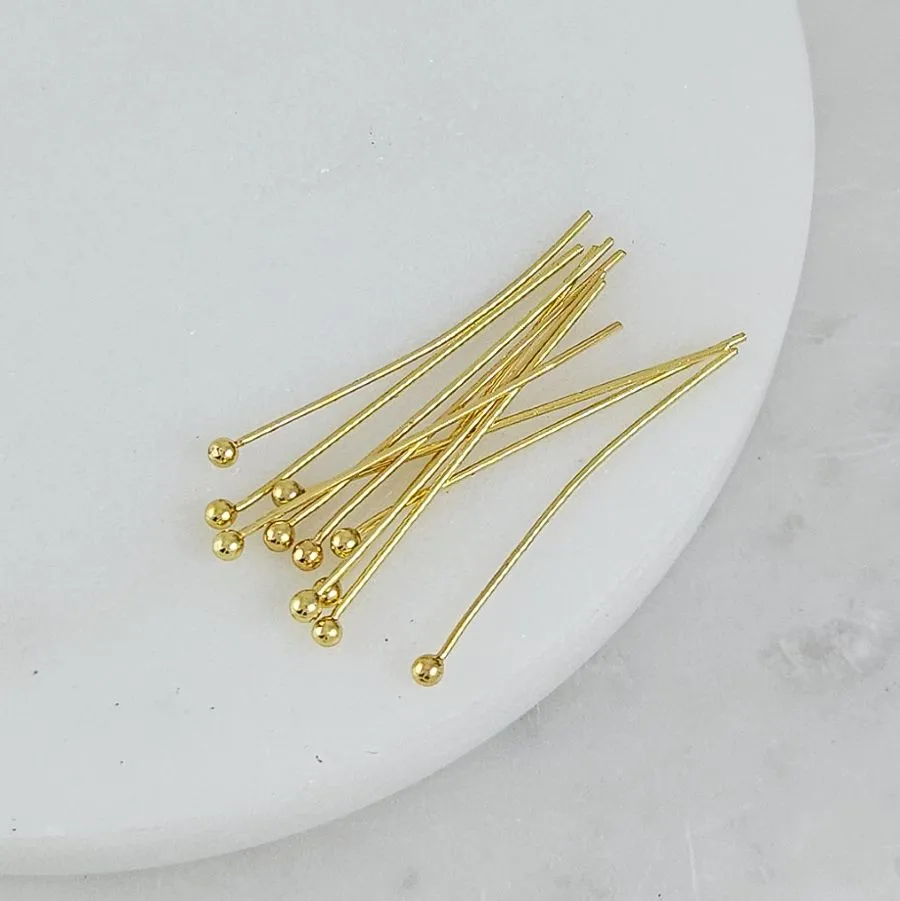 10 шт. Пины с шариком 30х0.5 мм нержавеющая сталь, цвет золото (8658-З) пины и штифты для бижутерии купить с доставкой по России | Интернет-магазин Viva Beads