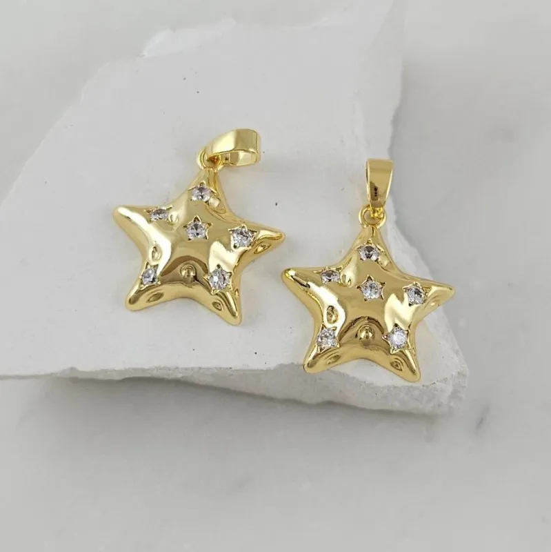 Подвеска Звезда 18.3x17 мм с фианитами, позолота 14К (10115-З) купить с доставкой по России | Интернет-магазин Viva Beads