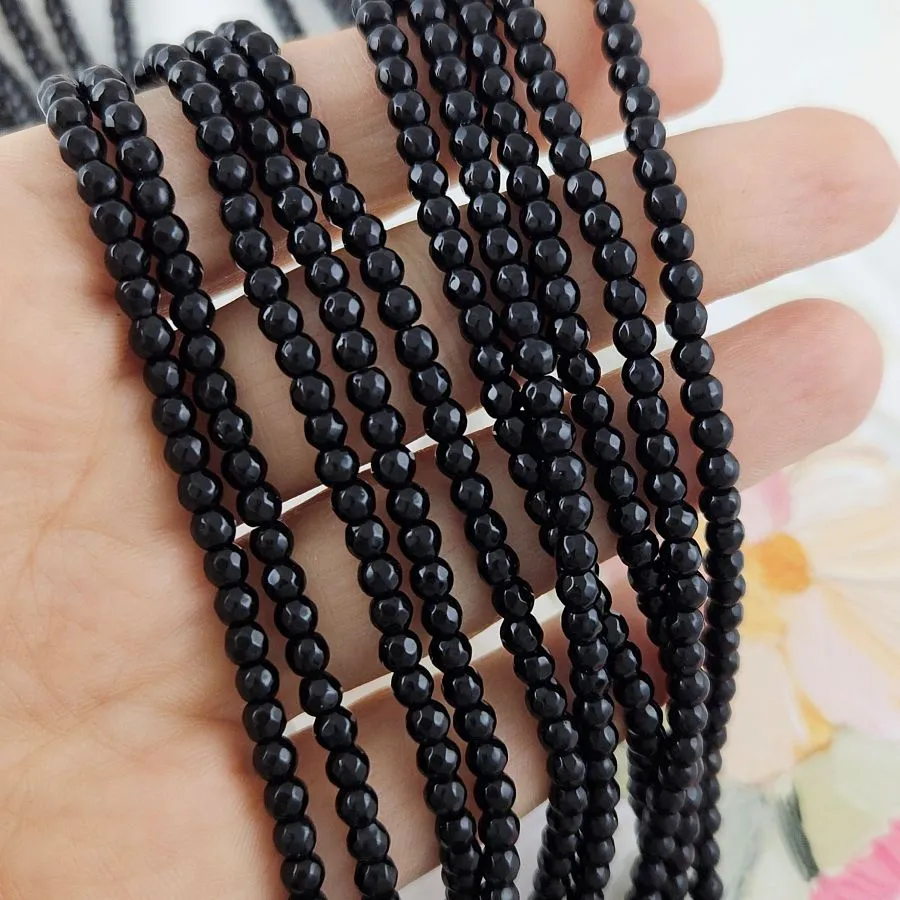Нить 37 см Черный оникс ок. 3.5 мм бусины граненый шар (7258-3) для бижутерии купить с доставкой по России | Интернет‑магазин Viva Beads
