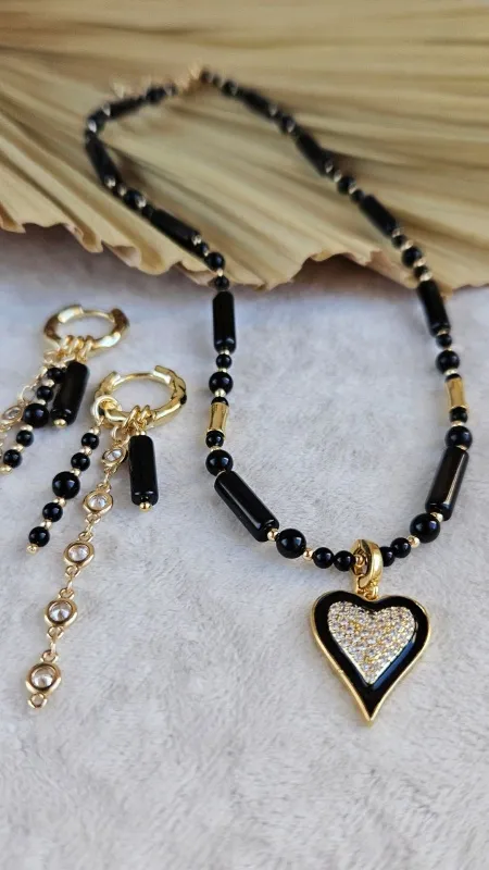 Black Charm — набор для создания чокера и серег-конго с черным ониксом (НАБОР-73) купить с доставкой по России | Интернет-магазин Viva Beads