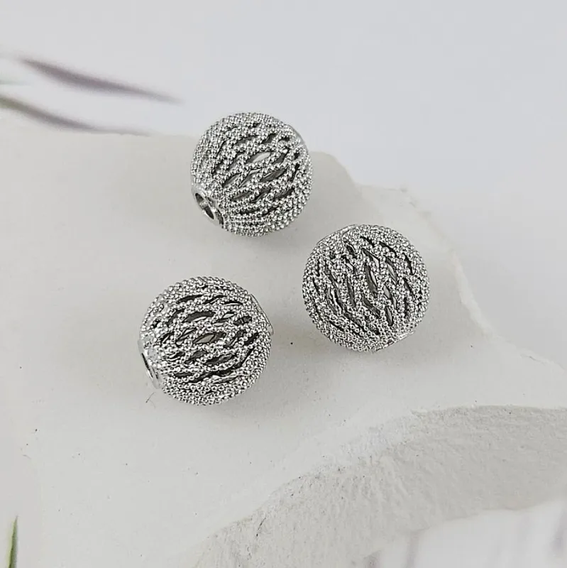 1 шт. Бусина 10 мм ажурная, родиевое покрытие (9979-Р) купить в Воронеже | Заказать в интернет-магазине Viva Beads
