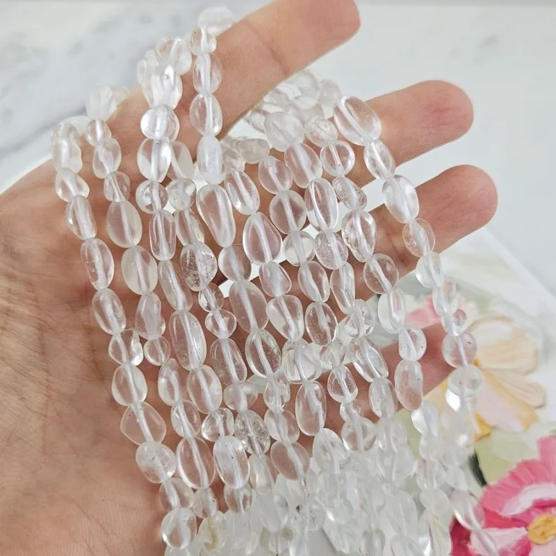 Нить 19 см Горный хрусталь натуральный 4-7х5-11 мм бусины фри форм, галтовка (8109) для бижутерии купить с доставкой по России | Интернет‑магазин Viva Beads
