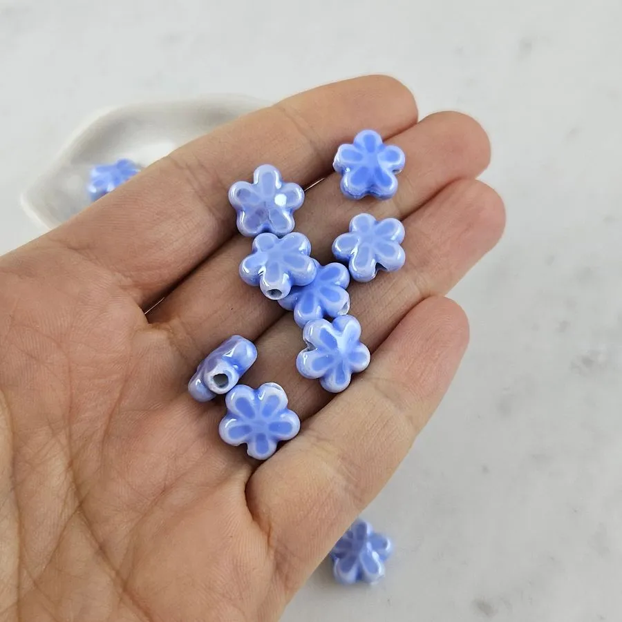 1 шт. Бусина Цветок 11х12 мм голубой, керамика (6478-11-ГОЛ) купить с доставкой по России | Интернет-магазин Viva Beads