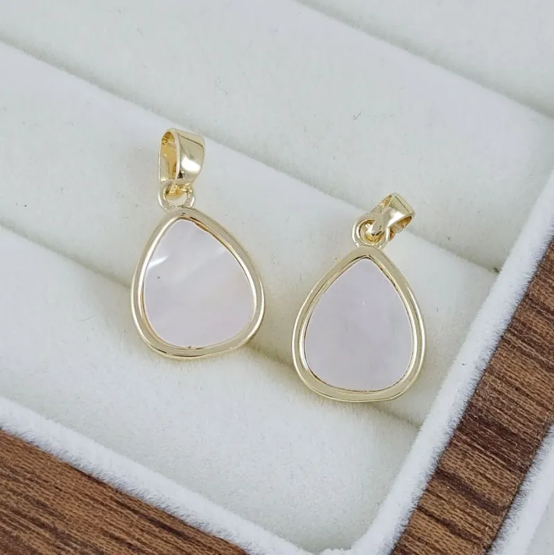 Подвеска Капля 14.4x10.2 мм с перламутром, позолота 14К (10287-З) купить с доставкой по России | Интернет-магазин Viva Beads