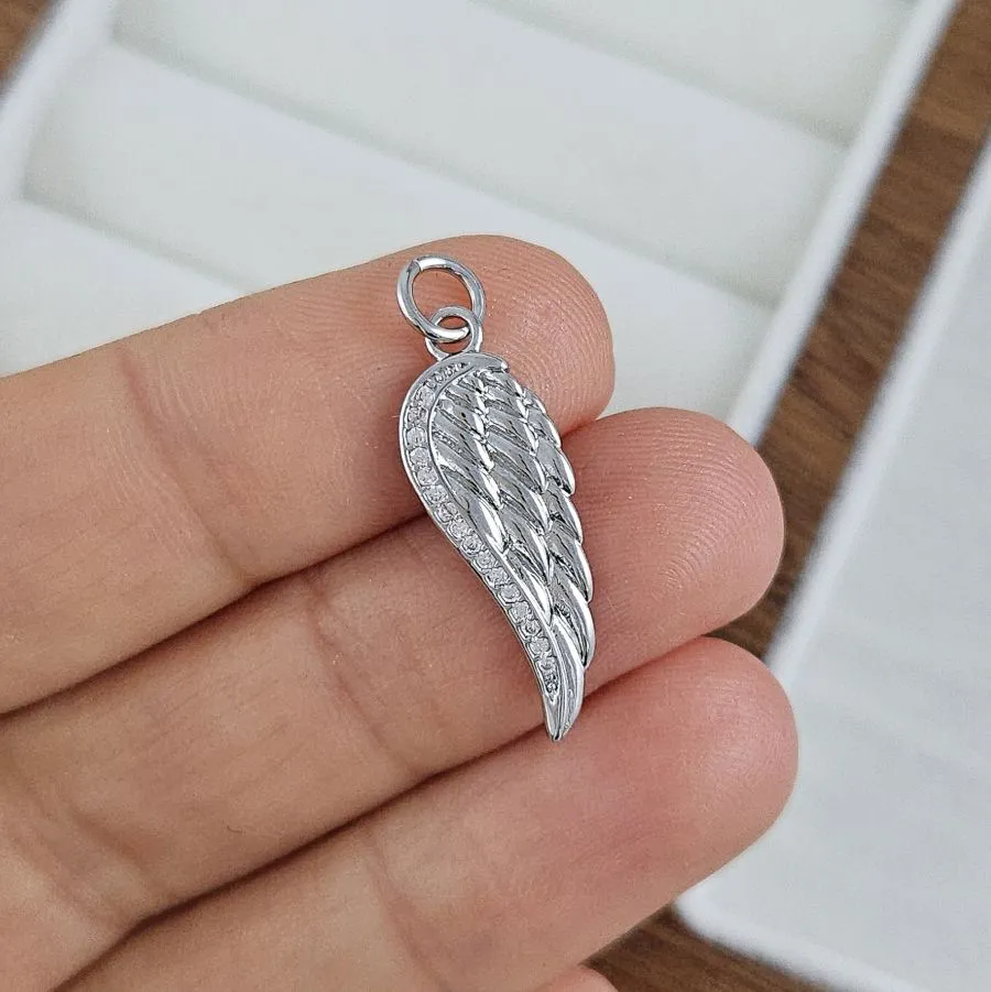 Подвеска Перо 23.6х8 мм с фианитами, родиевое покрытие (10285-Р) купить с доставкой по России | Интернет-магазин Viva Beads