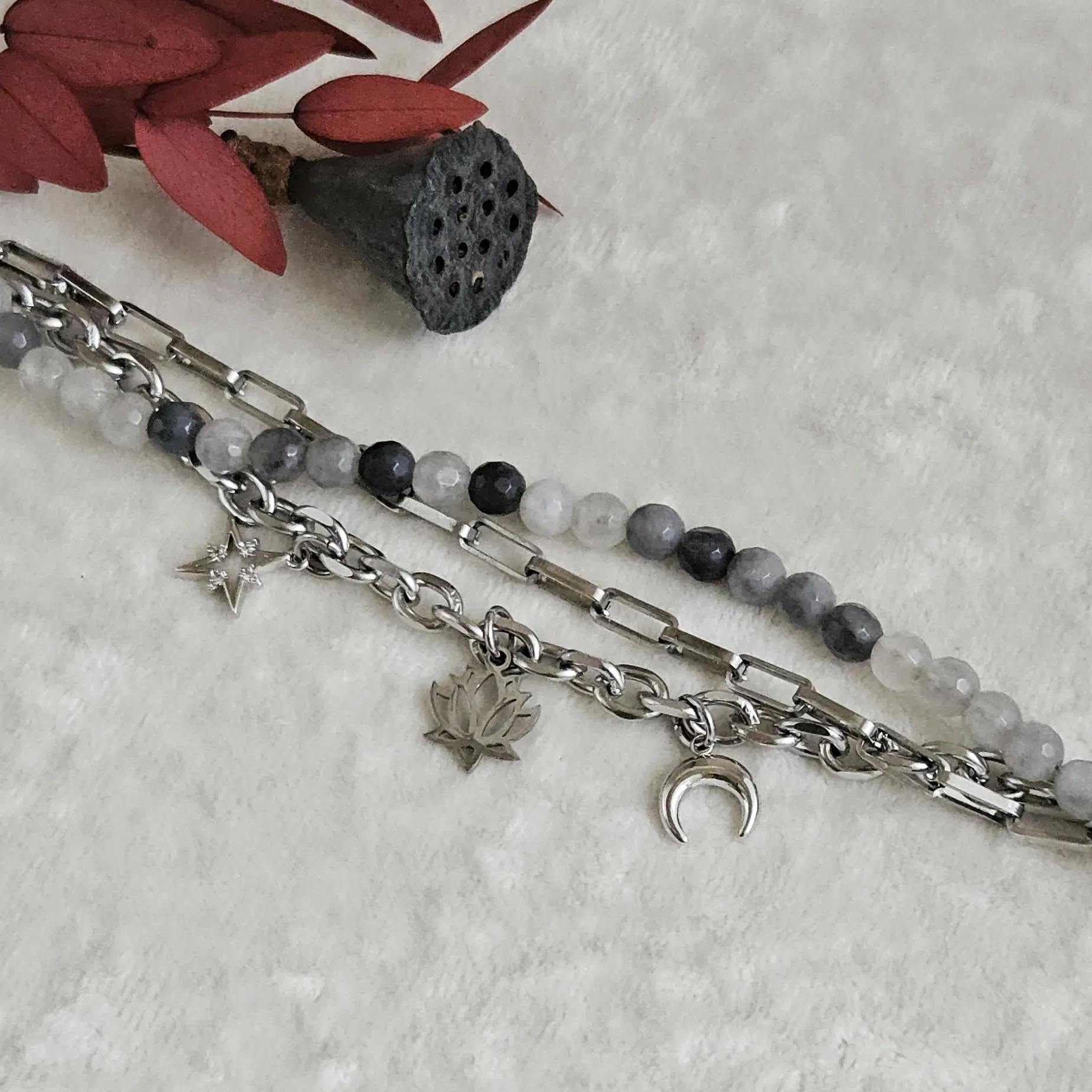 Дымчатая ночь — набор материалов для создания многослойного браслета из дымчатого кварца и цепей (НАБОР-78) купить с доставкой по России | Интернет-магазин Viva Beads