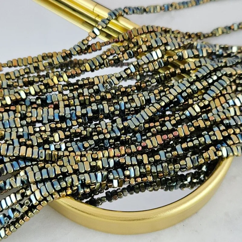 Нить 39 см Гематит, гематин 4х2 мм прямоугольные бусины, цвет хамелеон (6205-Х) для бижутерии купить с доставкой по России | Интернет‑магазин Viva Beads
