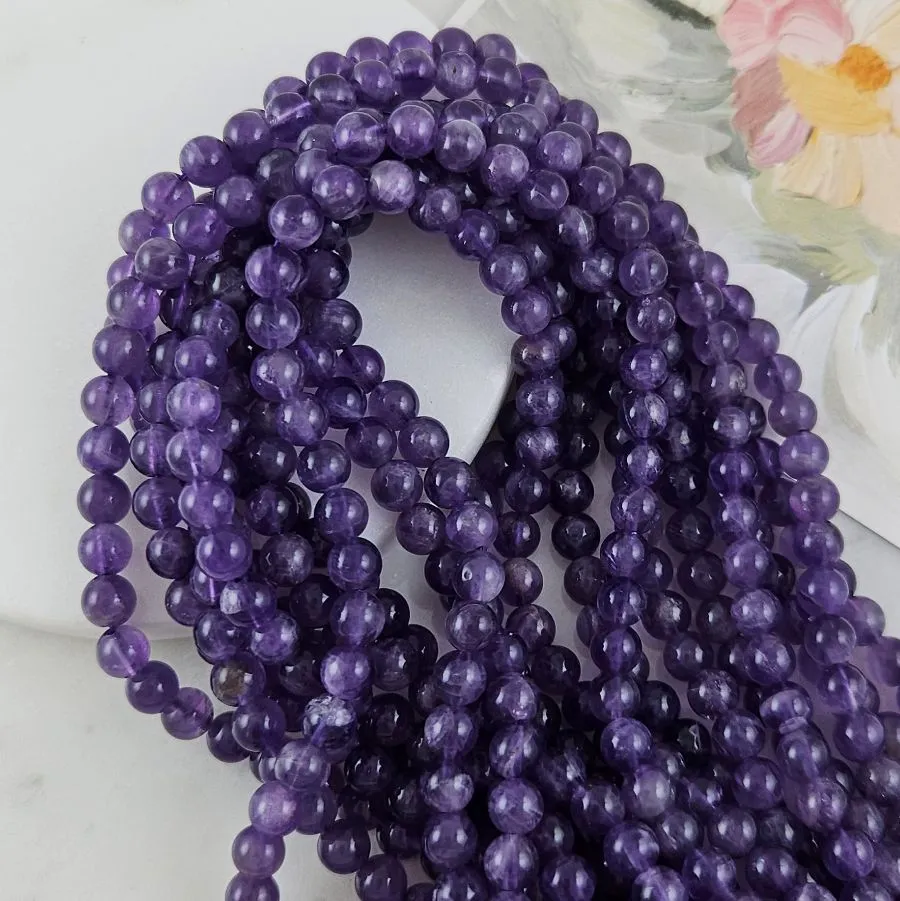 Нить 19 см Аметист натуральный ок. 6.3 мм бусины гладкий шар (3114-6) для бижутерии купить с доставкой по России | Интернет‑магазин Viva Beads

