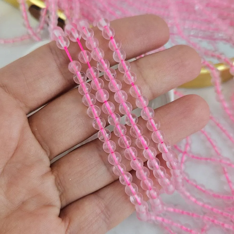 Нить 18.5 см Розовый кварц ок. 4.5 мм, бусины гладкий шар (767-4.5) для бижутерии купить с доставкой по России | Интернет‑магазин Viva Beads

