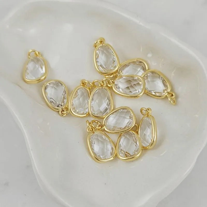 Подвеска Капля с кристаллом 13.3х8.5 мм позолота 14К (10190-З) купить с доставкой по России | Интернет-магазин Viva Beads