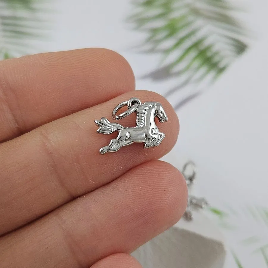 Подвеска Лошадь 9.2x13 мм, родиевое покрытие (9987-Р)