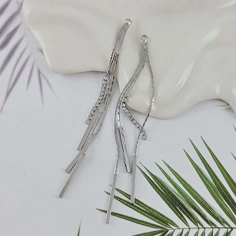 Подвеска Кисточка 80х2.8 мм с подвесками, родиевое покрытие (10010-Р)