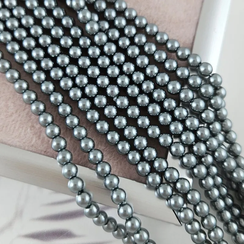 Нить 39 см Жемчуг Майорка 4 мм круглые бусины, серый (6330-4) купить с доставкой по России | Интернет-магазин Viva Beads