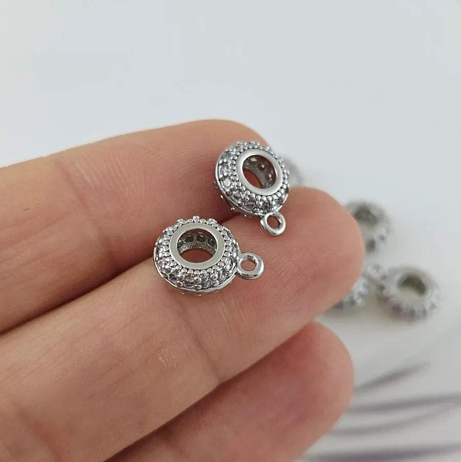 Бейл для подвесок 11х8.4х3.9 мм вн. d 3.5 мм с фианитами родиевое покрытие (9961-Р) купить в Воронеже | Заказать в интернет-магазине Viva Beads
