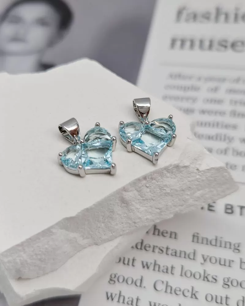 Подвеска Сердце 12 мм с фианитами, родиевое покр. (8338-ГР)