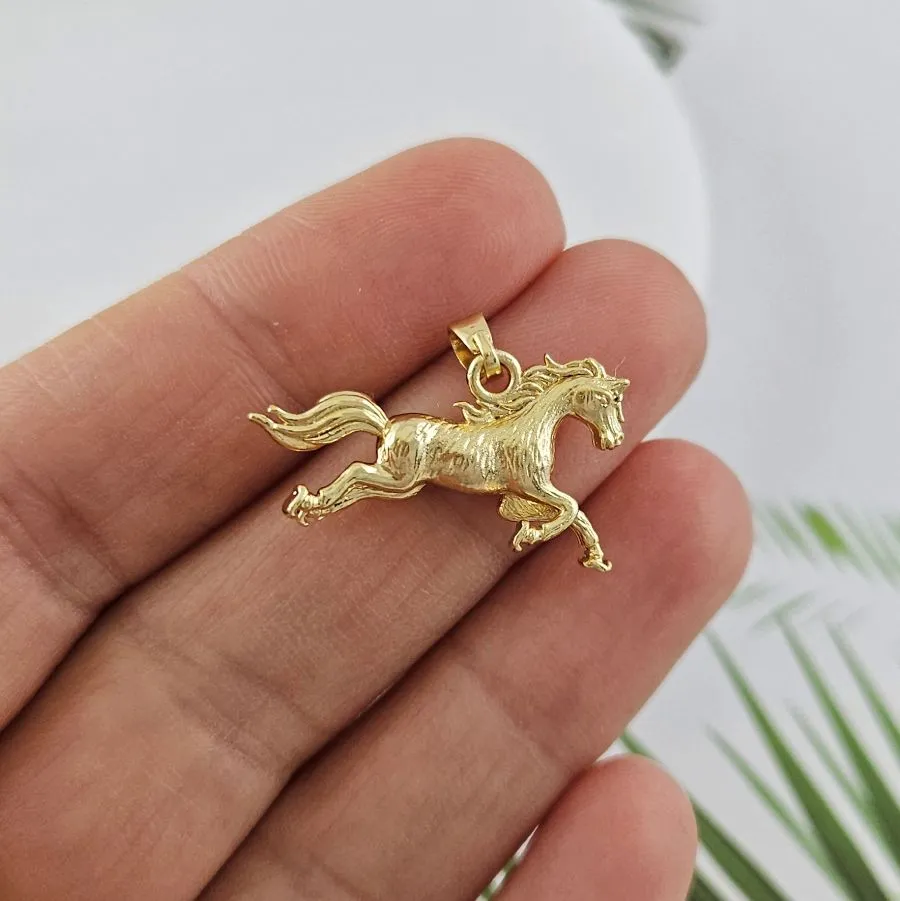 Подвеска Лошадь 14x24.4 мм, позолота 14К (10019-З)