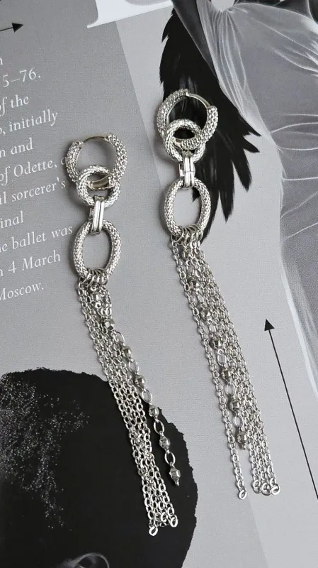 Акцентные серьги с цепями - набор материалов для самостоятельной сборки (НАБОР-90)