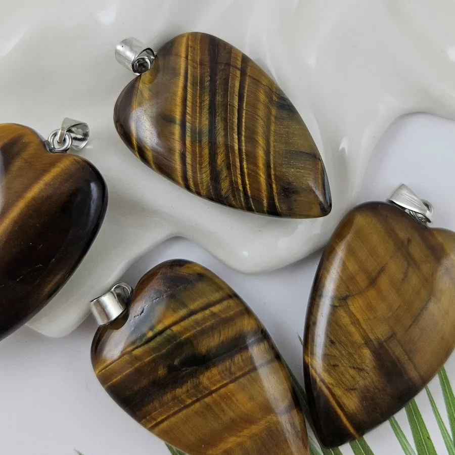 Тигровый глаз подвеска кулон сердце ок. 40х25.5х9 мм (10001-ТГ) купить в Воронеже | Заказать в интернет-магазине Viva Beads
