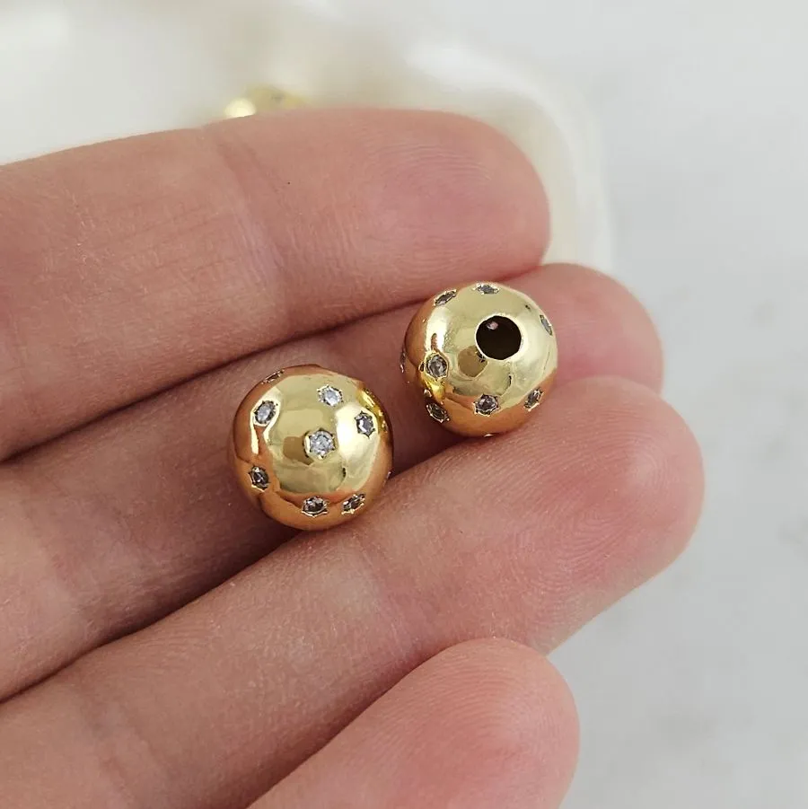 1 шт. Бусина разделитель 9.5 мм с фианитами, позолота 14К (10104-З) купить с доставкой по России | Интернет-магазин Viva Beads