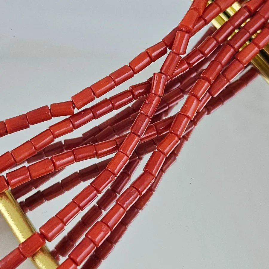 10 шт. Коралл натуральный ок. 3.5х5-6 мм бусины трубочки, коралловый (10270) для бижутерии купить с доставкой по России | Интернет‑магазин Viva Beads
