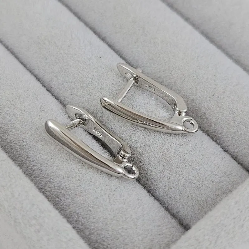 Швензы базовые с английским замком 17х3 мм, родиевое покрытие (6311-Р) швензы для серег купить с доставкой по России | Интернет-магазин Viva Beads