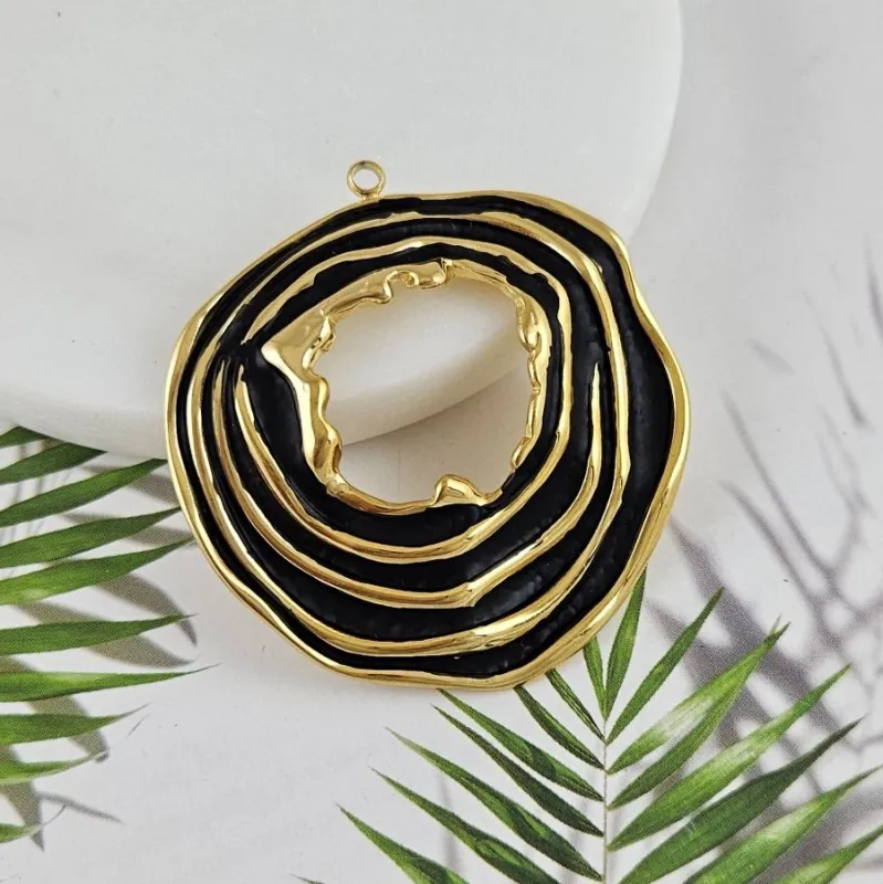 Подвеска кулон с эмалью 54.5х52.4 мм, позолота нержавеющая сталь (10063) купить с доставкой по России | Интернет-магазин Viva Beads