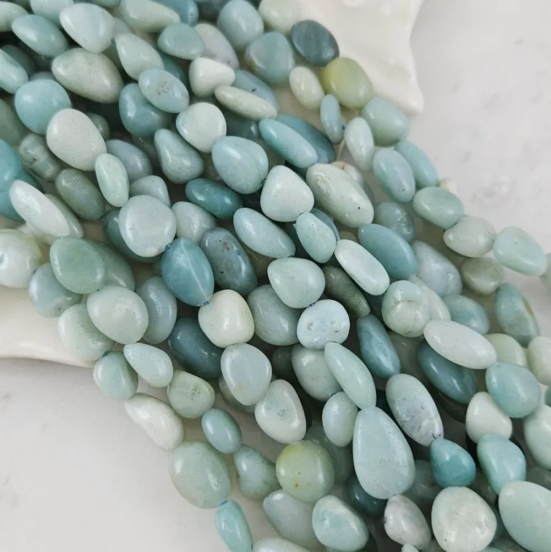 Нить 19 см Амазонит натуральный ок. 8-10 мм бусины фри форм (10123) для бижутерии купить с доставкой по России | Интернет‑магазин Viva Beads
