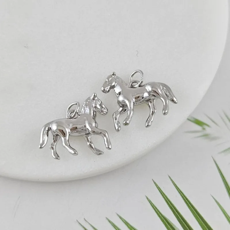 Подвеска Лошадь 15x19.2 мм, родиевое покрытие (10020-Р)
