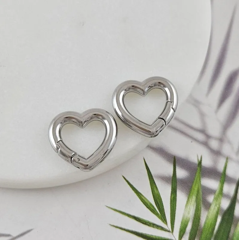 Замок карабин сердце ок. 16х16х3 мм нержавеющая сталь (10059-16) замок для украшений купить с доставкой по России | Интернет-магазин Viva Beads