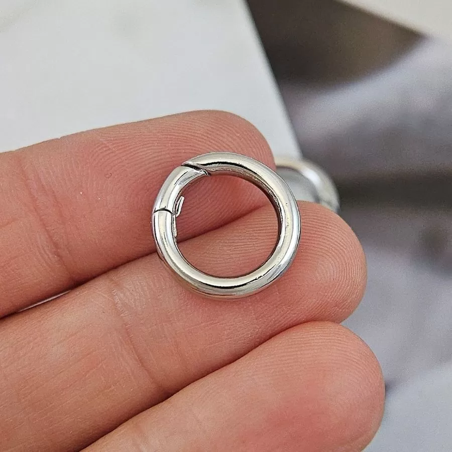 Замок круглый карабин 15х2.7 мм родиевое покрытие (7870-Р) замок для украшений купить с доставкой по России | Интернет-магазин Viva Beads