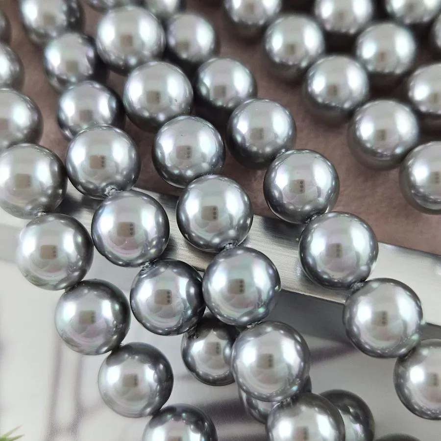 Нить 19 см Жемчуг Майорка 8 мм круглые бусины, серый (6330-8) купить с доставкой по России | Интернет-магазин Viva Beads