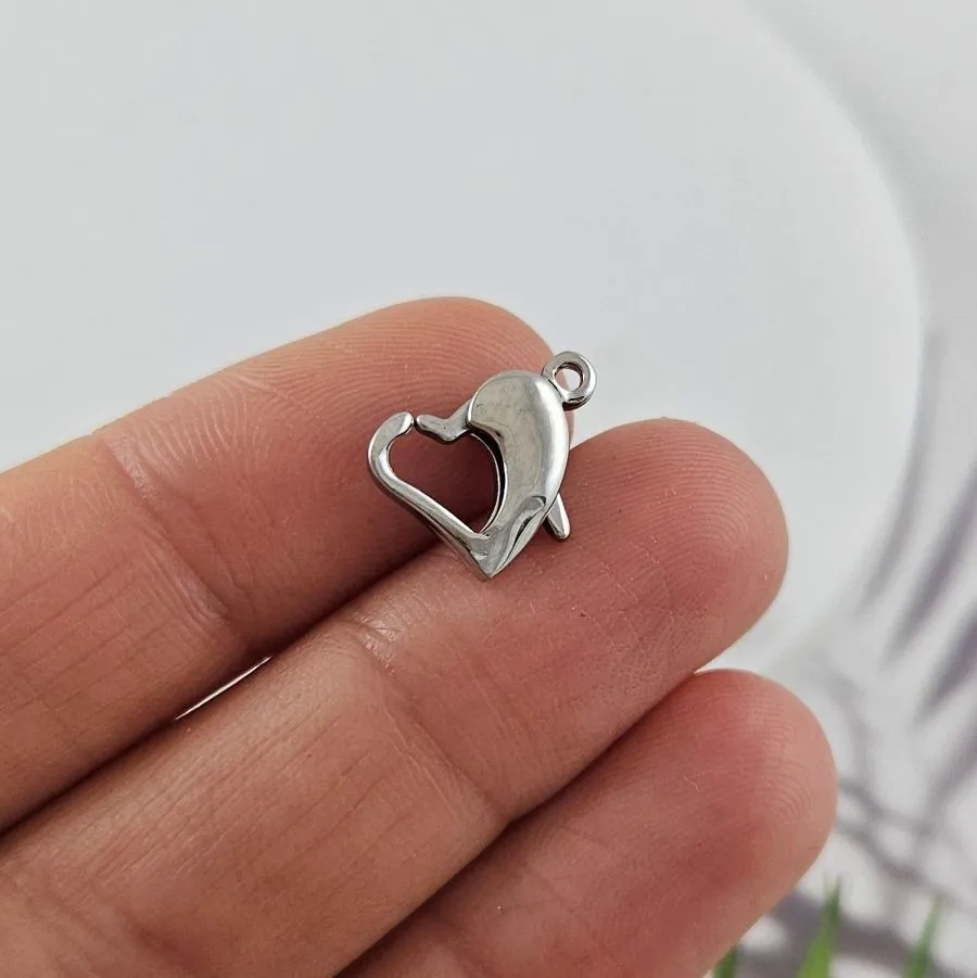 Замок карабин сердце ок. 9.7х14 мм нержавеющая сталь (10060) замок для украшений купить с доставкой по России | Интернет-магазин Viva Beads