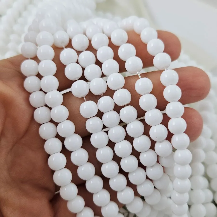 Нить 38 см Агат белый, имитация, бусина 6 мм, гладкий шар (6864-6) для бижутерии купить с доставкой по России | Интернет‑магазин Viva Beads
