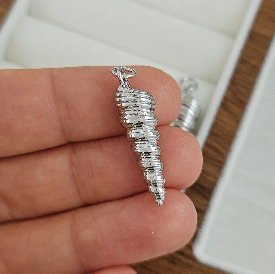 Подвеска кулон Ракушка 26.6x7.4 мм, родиевое покрытие (10283-Р) купить с доставкой по России | Интернет-магазин Viva Beads