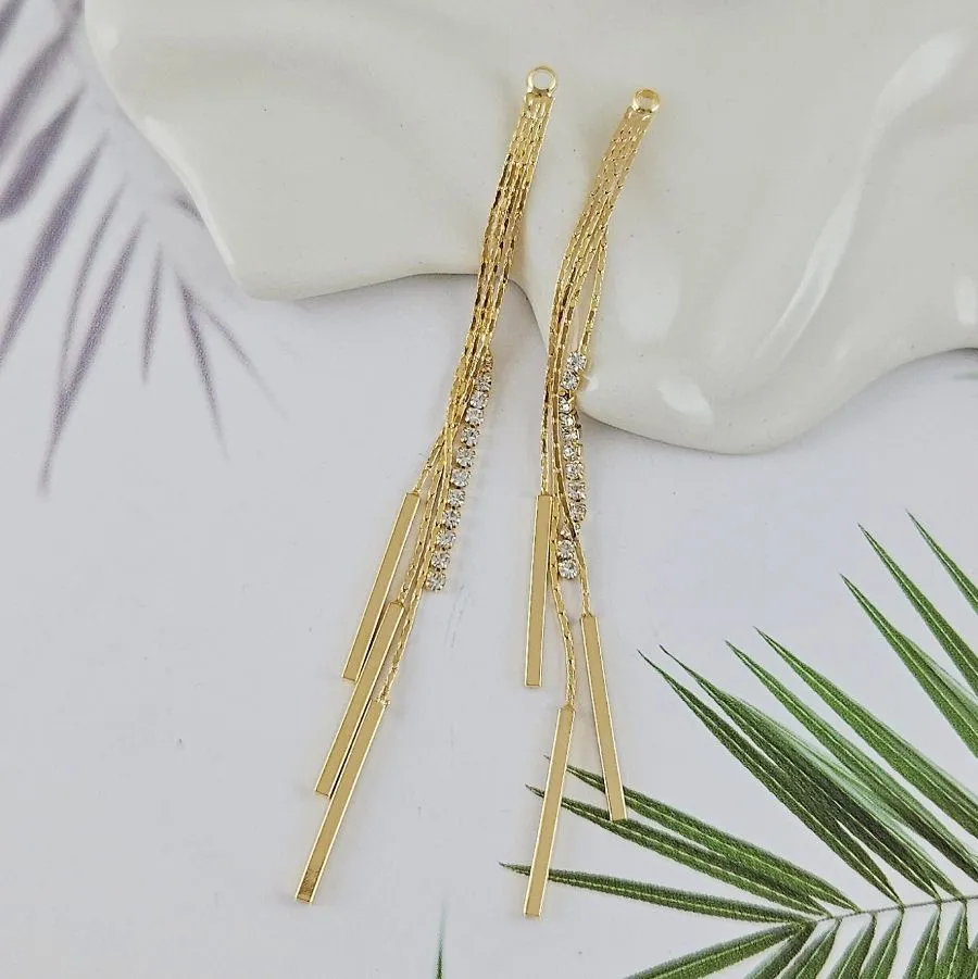 Подвеска Кисточка 80х2.8 мм с подвесками, позолота 14К (10010-З)