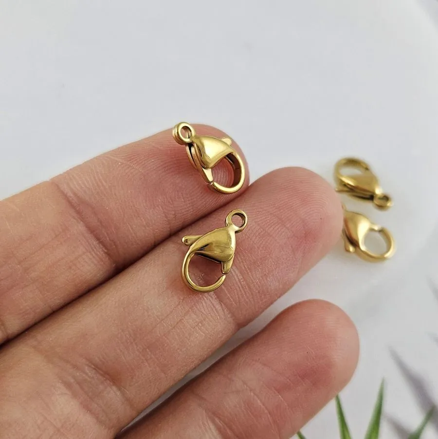 Замок лобстер 12 мм позолота 18К, сталь (7922-12-З) замок для украшений купить с доставкой по России | Интернет-магазин Viva Beads